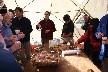 Inside the refreshment tent