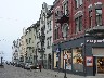 Art Nouveau buildings with wrought iron balconies