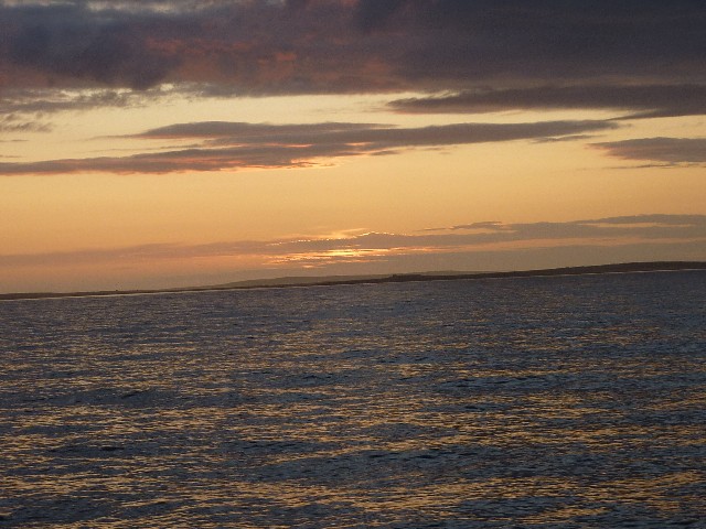 Shetland to Orkney crossing sunset