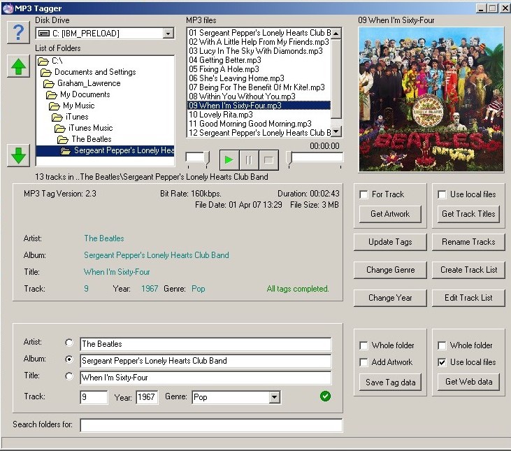 MP3Tagger screenshot