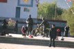 A statue of a backpacking cyclist