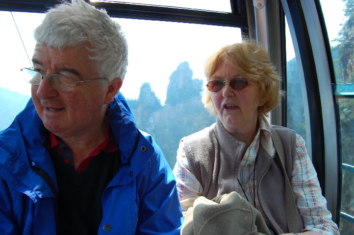Jiejie and Gege in cable car
