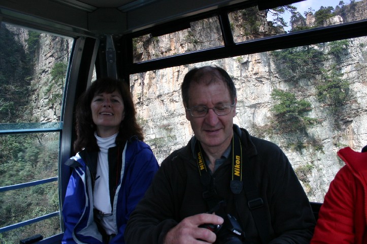Returning down in cable car
