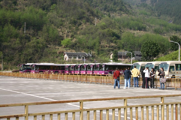 Tourist buses take you up into the scenic area