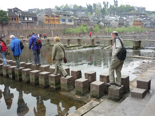 Crossing the stones bridge