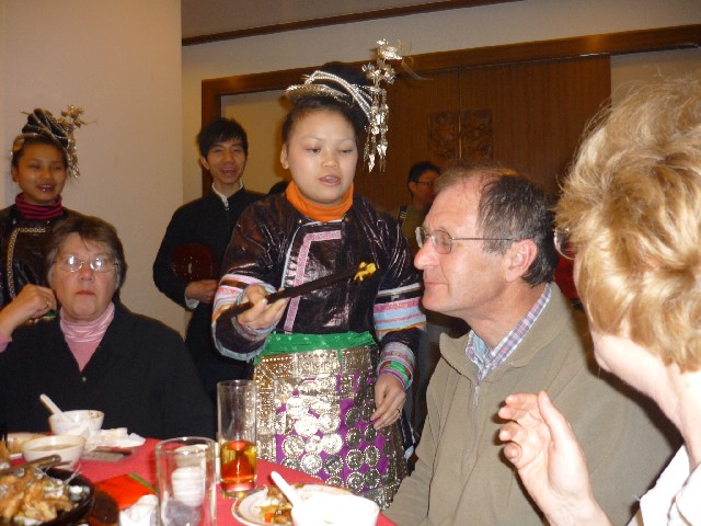 Dave being fed by Dong ladies