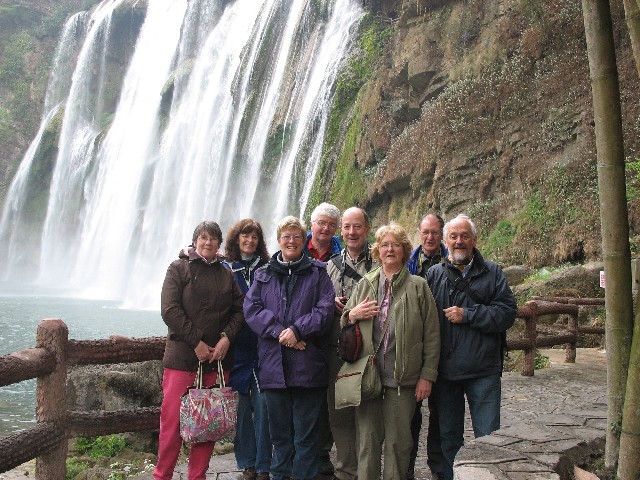 Group photo by falls