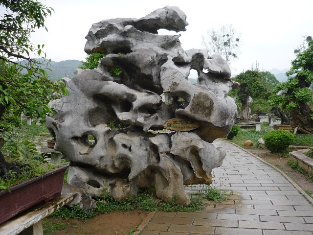 Rock and Bonsai garden on the way to the waterfall