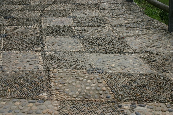 Stone paving to paths and roads