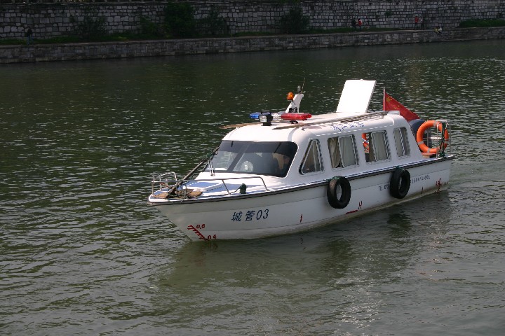 Police boats on river