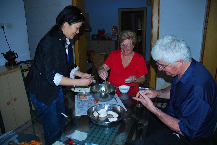 Making dumplings at Frank's apartment