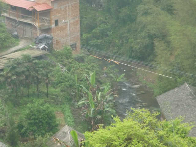 Logs being floated down river