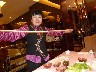 Waitress stretches out the noodles