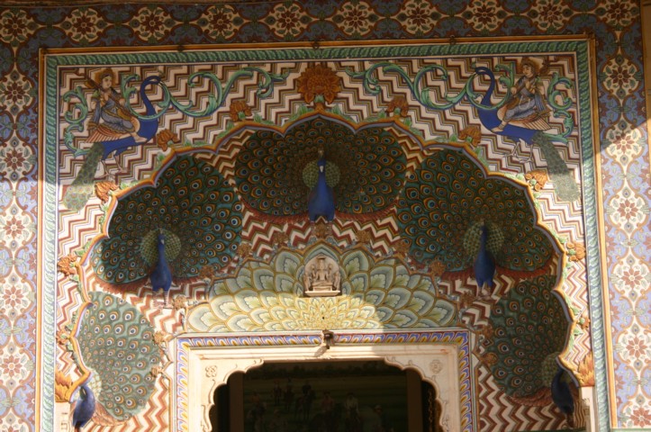 Close up of the Peacock door