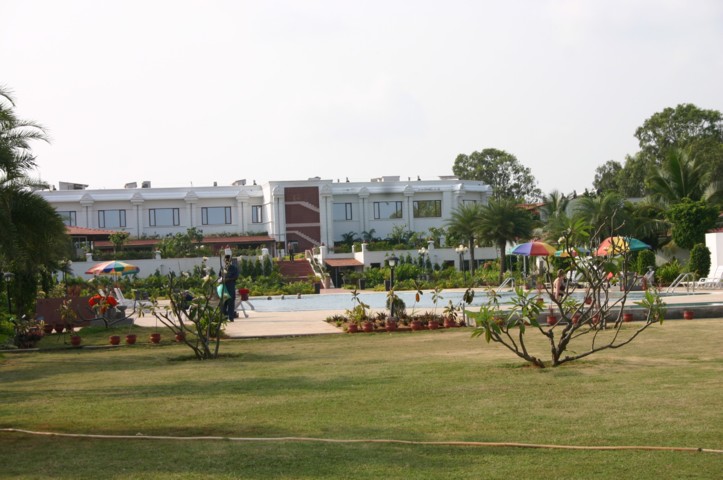 The back of the hotel main building