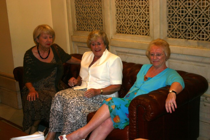 Ingrid, Edna and Lynn wating for dinner