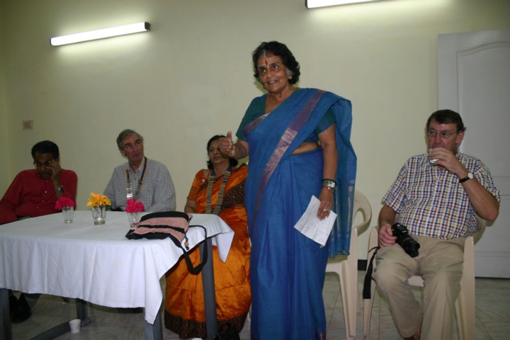 The head of the Barbara Kelly home gives a speech
