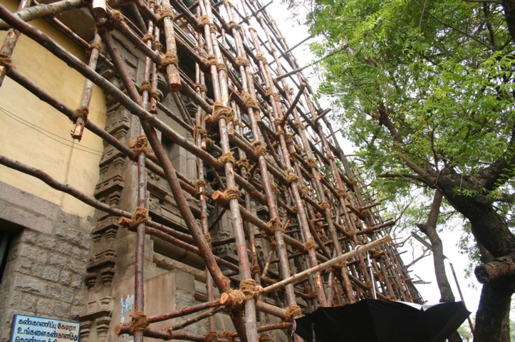 Wooden scaffolding