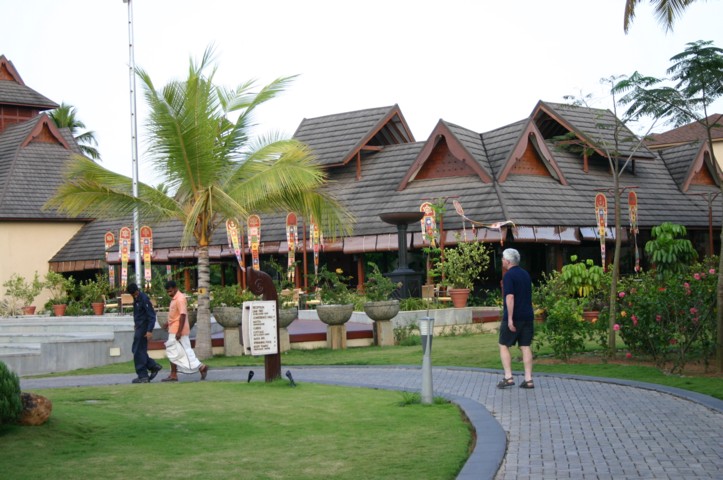 The tourist approaches the restaurant area