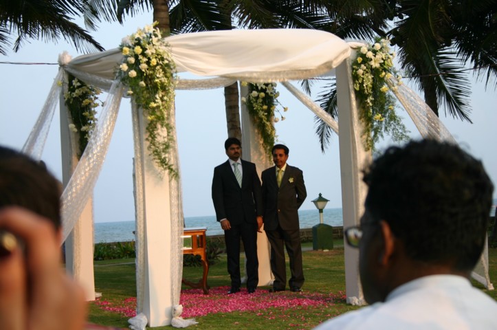 The bridegroom, on the left, is waiting