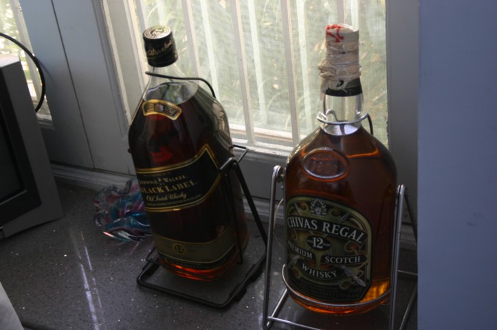 Huge bottles of Scotch whisky