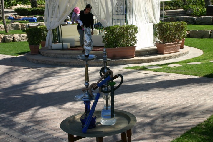 A hubble-bubble pipe ready to use