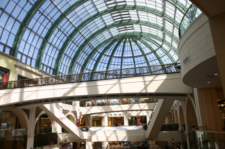 The roof of the shopping mall