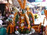 Market stall with religious decorations