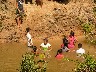 Girls swimming in the river