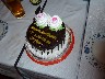 Dinner in hotel restaurant cake