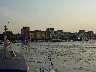 The port with lots of loud music and shows going on