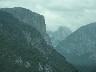 First view down the Yosemite Valley showing the Half Dome at the end