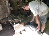 Man trying to find out where the puncture is