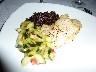 Halibut with cucumber and a black quinoa - a bit like couscous
